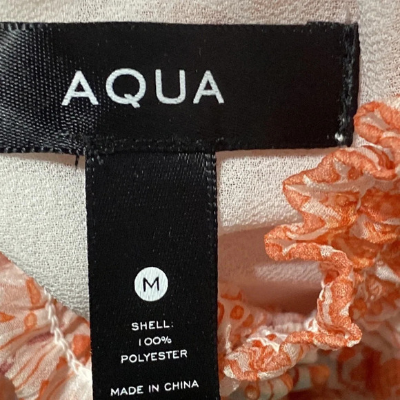 Aqua Kerianne Sleeveless High Neck Mini Dress Coral & White Floral Size M - Picture 10 of 10